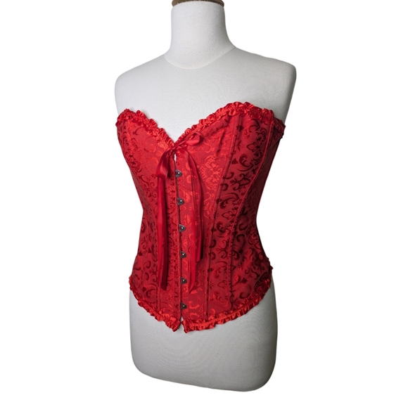 Corset - Red - Lace Up Back Sweetheart Neckline Size Medium - Picture 3 of 16